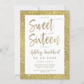 Glam gold glitter foil blush pink sweet sixteen invitation (Front)