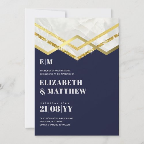 Glam Gold Glitter Girly Wedding Invite Deco Design