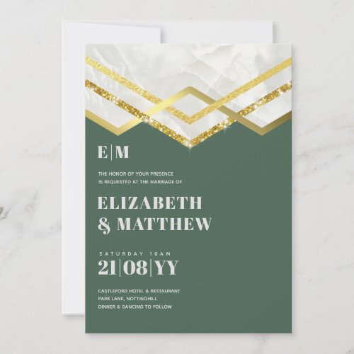 Glam Gold Glitter Girly Wedding Invite Deco Design