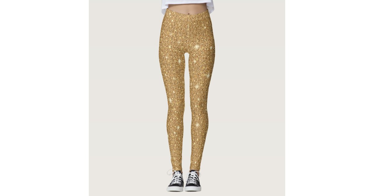 Glam gold glitter leggings | Zazzle