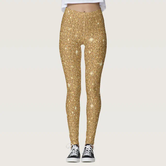 Glam gold glitter leggings | Zazzle