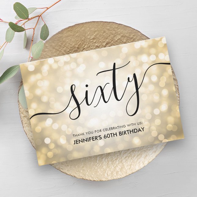 Glam Gold Glitter Lights 60th Birthday Thank You (Glam Gold Glitter Lights 60th Birthday Thank You)