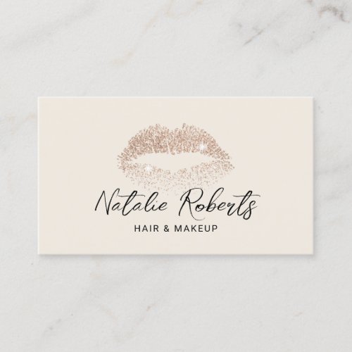 Glam Gold Glitter Lips Makeup Artist Hair Salon Business Card