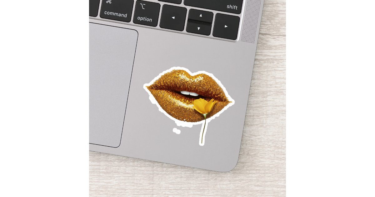 Gold Glitter Lips Stickers for Sale