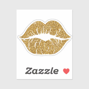 Glam Gold Glitter Lips Trendy Sparkle Purple Sticker
