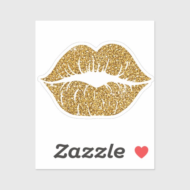 Glam Gold Glitter Lips Trendy Sparkle Purple  Sticker (Sheet)