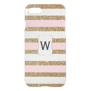 Glam Gold Glitter Look Stripes Clear iPhone 7 Case