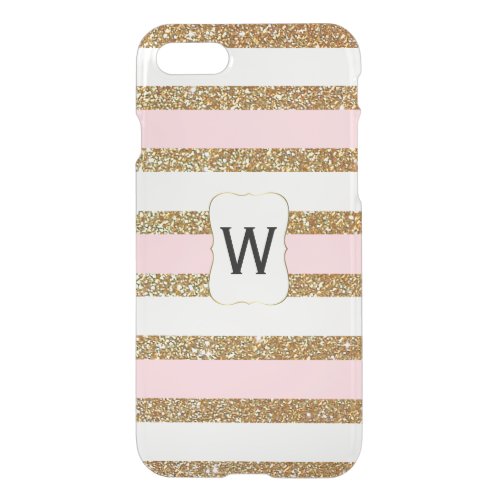 Glam Gold Glitter Look Stripes Clear iPhone 7 Case