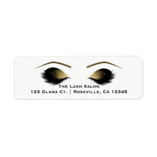 Glam Gold Glitter Makeup Eyelashes Beauty Salon Label