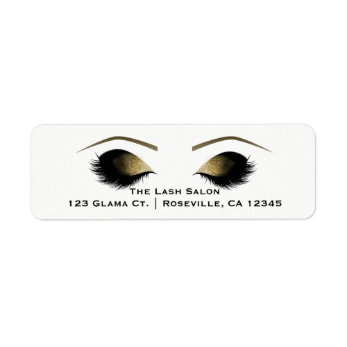 Glam Gold Glitter Makeup Eyelashes Beauty Salon Label