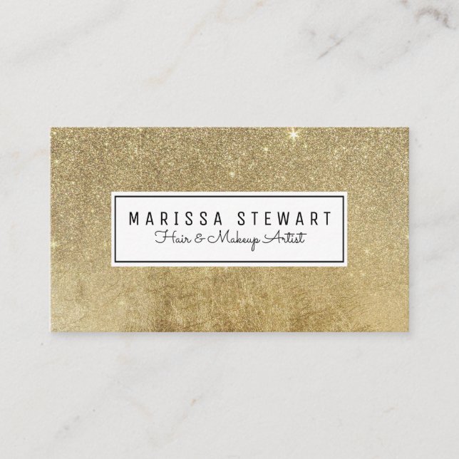 Glam Gold Glitter Mesh Appointment Card (Front)