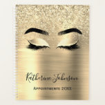 Glam Gold Glitter Metal Beauty Salon Lashes 2024 Planner<br><div class="desc">Modern, glam, sparkle lashes faux gold glitter metallic makeup artist beauty salon 2024 or any year planner. Featuring faux sparkle gold glitter yellow gold brushed metallic foil, eyelashes, eyebrown, custom full name and second text template. The name is written with a beautiful hand lettered style script. Perfect feminine gift for...</div>