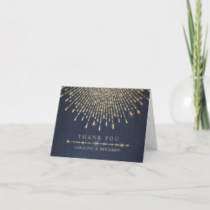 Glam gold glitter navy deco wedding thank you