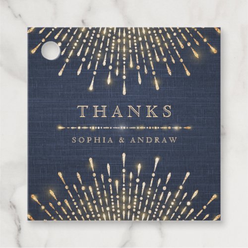 Glam gold glitter navy vintage deco thank you favor tags