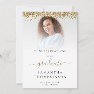 Glam Gold Glitter Photo 2024 Graduation Announcement