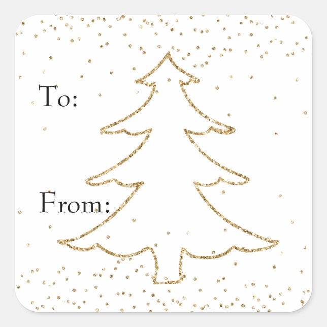 Glam Gold Glitter Sparkle Christmas Tree   Square Sticker (Front)