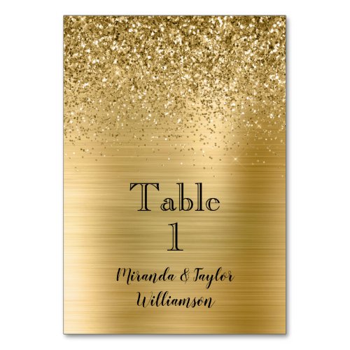 Glam Gold Glitter Sparkle Table Number