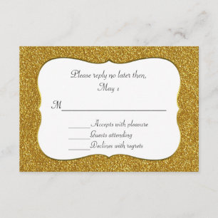 Glam Gold Glitter Wedding RSVP Card
