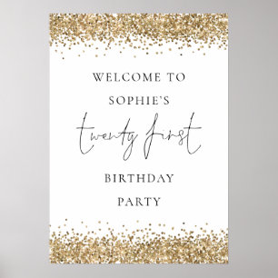 Glam Gold Glitter Welcome 21st Birthday Poster