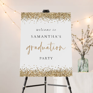 Glam Gold Glitter Welcome Graduation Party Foam Board