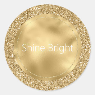 Glam Gold Glitzy Glitter Classic Round Sticker