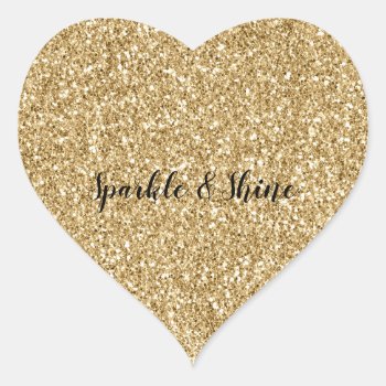 Glam Gold Glitzy Glitter        Heart Sticker by peacefuldreams at Zazzle