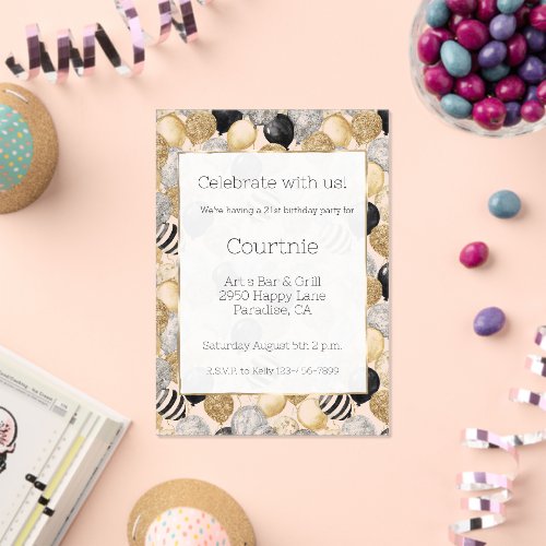 Glam Gold Glitzy Glitter Silver Balloons Birthday