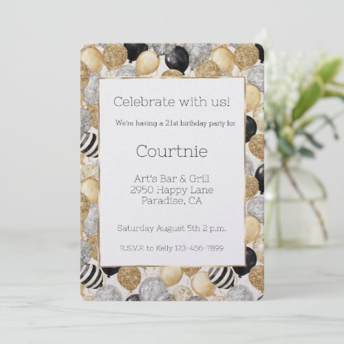 Glam Gold Glitzy Glitter Silver Balloons Birthday