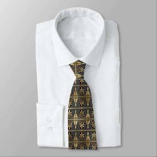 Glam Gold Gray Black Art Deco Neck Tie