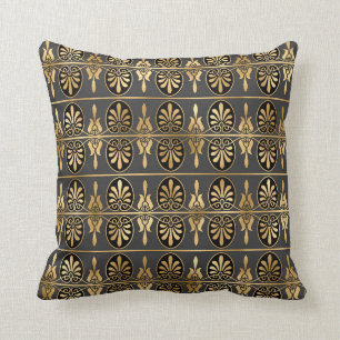 Glam Gold Gray Black Art Deco Throw Pillow