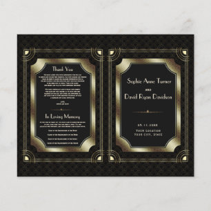 Glam Gold Great Gatsby Art Deco Wedding Program