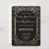 Glam Gold Great Gatsby Black Art Deco 20s Wedding