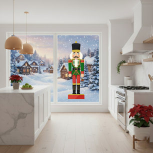 Glam Gold & Green Nutcracker  Window Cling