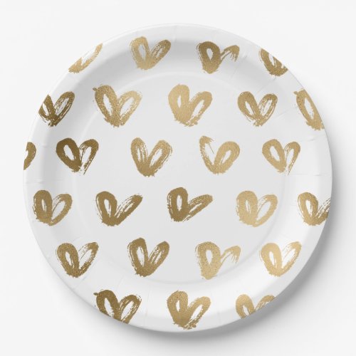 Glam Gold Hearts Birthday Paper Plates