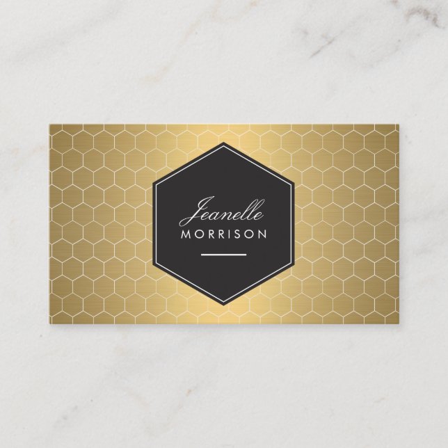 Glam Gold Honeycomb Pattern Business Card (Front)