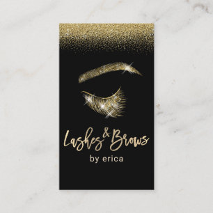 Glam Gold Lashes & Brows Logo Makeup Artist Business Card