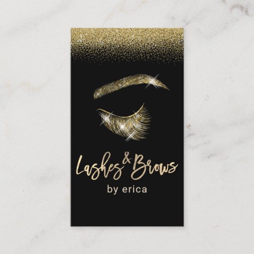Glam Gold Lashes  Brows Logo Makeup Artist Business Card