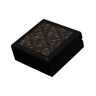 Glam gold leaves pattern brown gift box