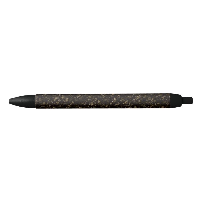 Glam gold leaves pattern brown pen (Front)