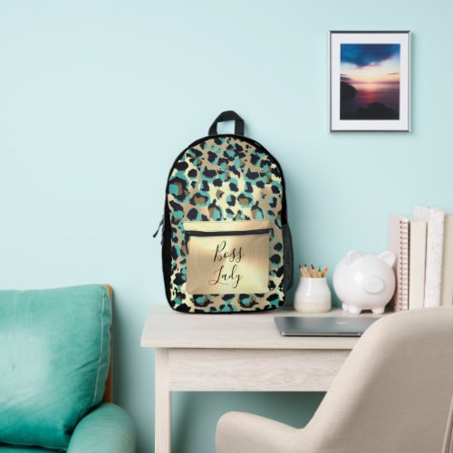 Glam Gold Leopard Boss Lady  Printed Backpack