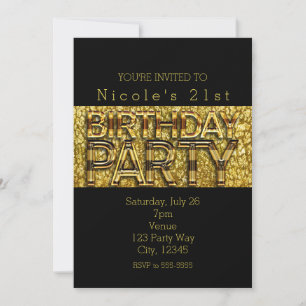 Glam Gold Leopard Chic Birthday Party Invitations