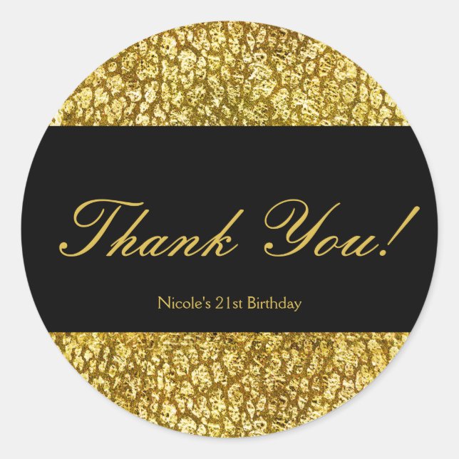Glam Gold Leopard Print Chic Party Favor Stickers (Front)