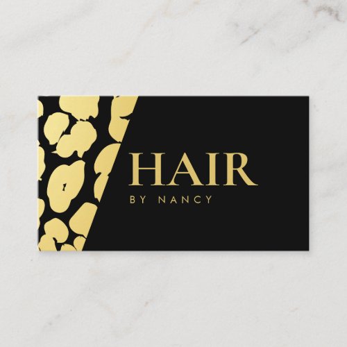 Glam Gold Leopard Print Hair Stylist Business Card