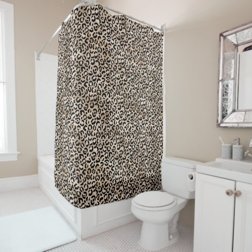 Glam Gold Leopard Print Ombre Shower Curtain