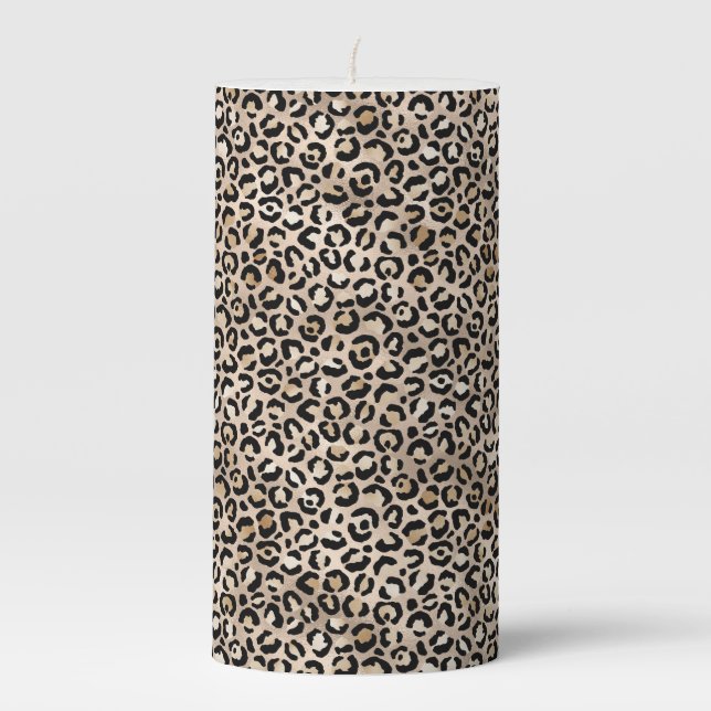Glam Gold Leopard Print Pillar Candle (Front)