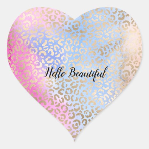 Glam Gold Leopard Print Pink Blue Peach Tie dye Heart Sticker