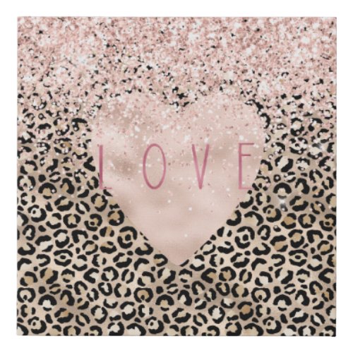 Glam Gold Leopard Print Pink Glitter Love Heart