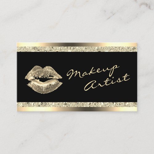 Glam Gold Lips Makeup Artist Glitter Business Card