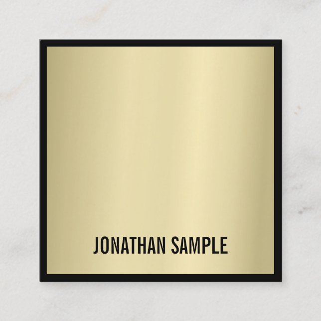 Glam Gold Look Modern Artistic Minimalist Plain Square Business Card (Front)