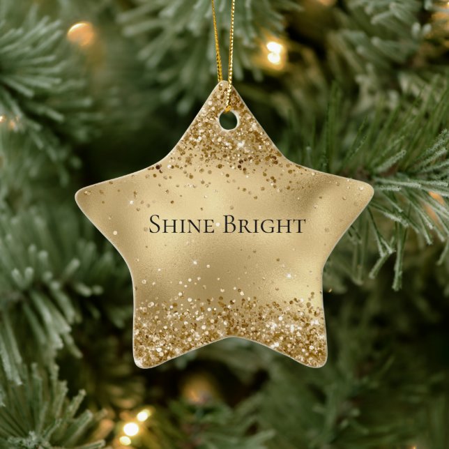 Glam Gold Luxe Glitzy Sparkle Glitter   Ceramic Ornament (Tree)